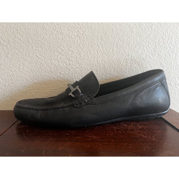 Aldo Orlovoflexx Mens Leather Loafers Driving Shoe Black Sz 10.5 Silver Horsebit - Picture 11 of 16